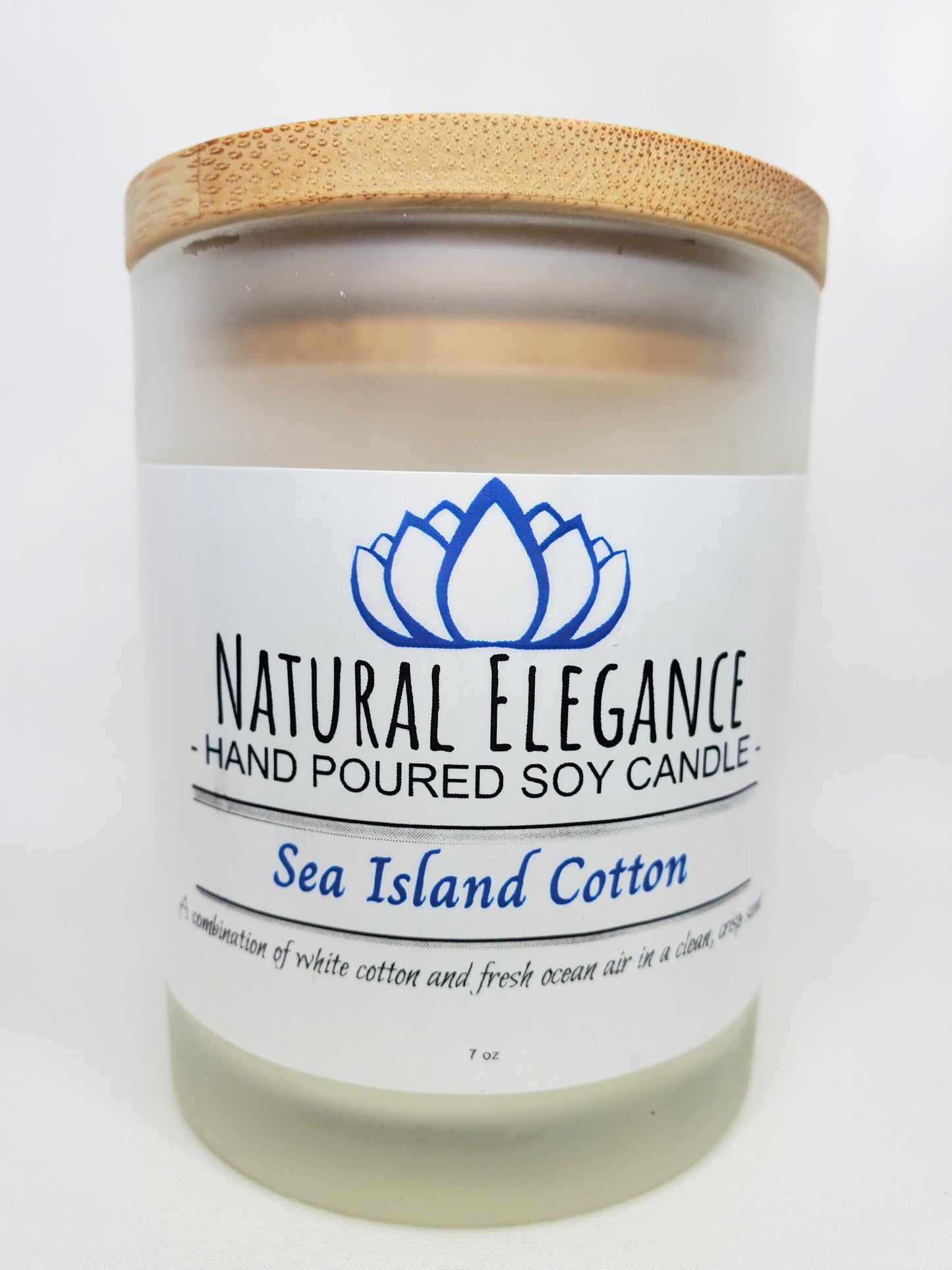 Natural Elegance Products Sea Island Cotton hand poured all natural handmade vegan soy wax scented candle aromatherapy