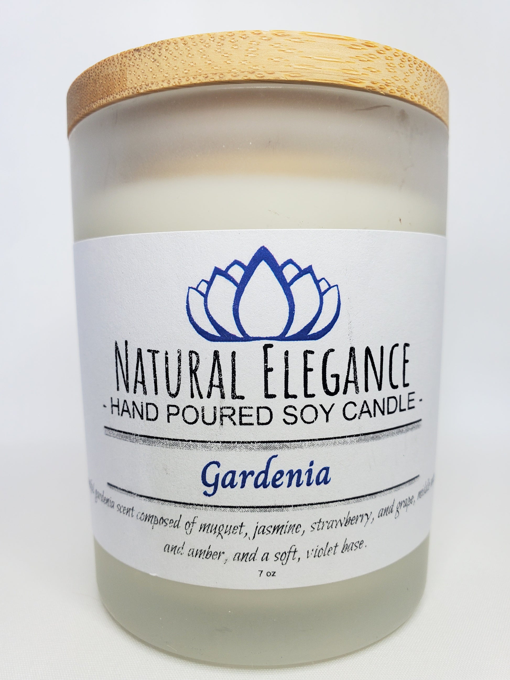 Natural Elegance Products Gardenia hand poured all natural handmade vegan soy wax scented candle aromatherapy