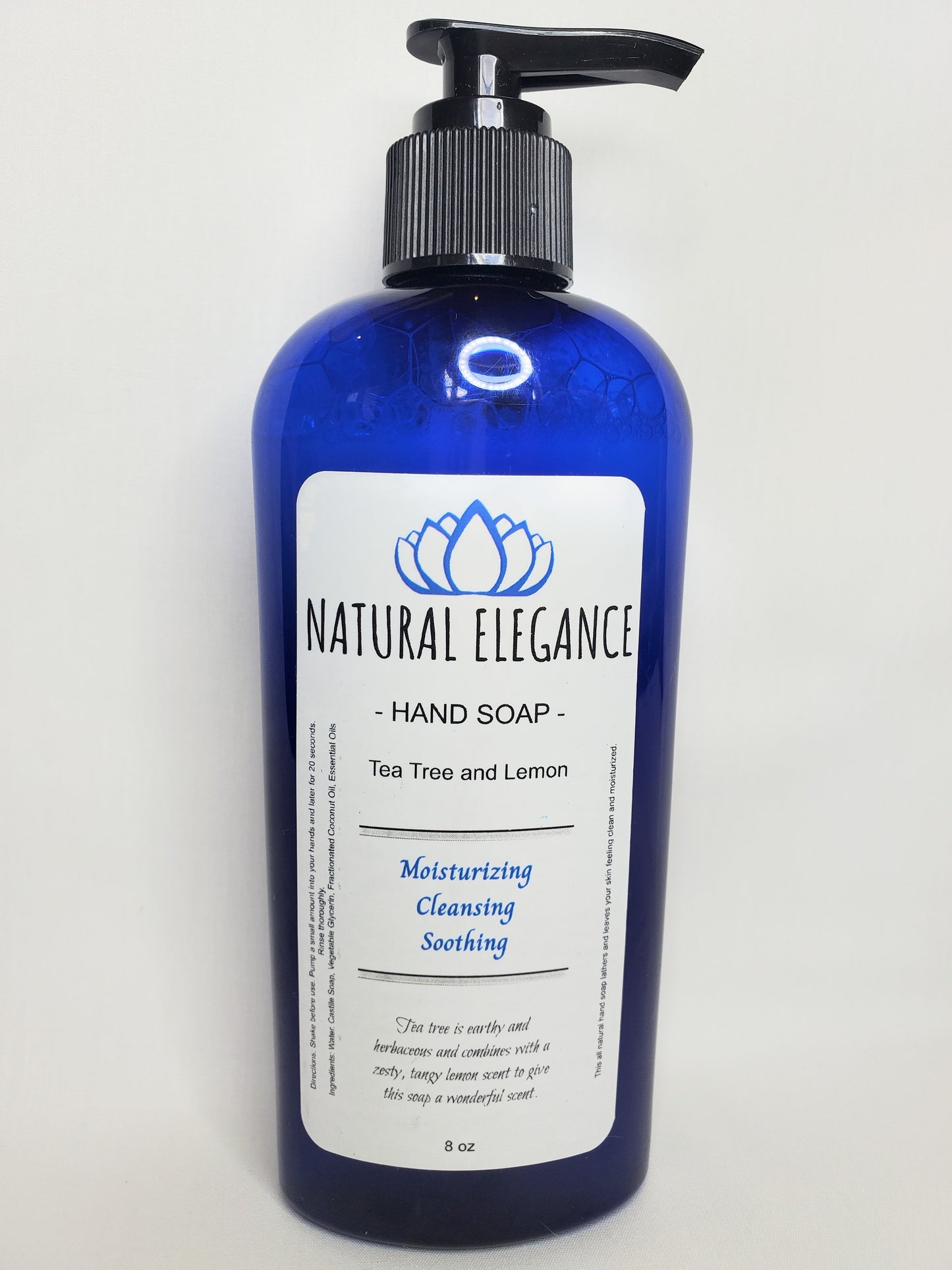 Natural Elegance Products cleansing moisturizing soothing gentle hydrating antibacterial all natural handmade vegan best hand soap tea tree and lemon