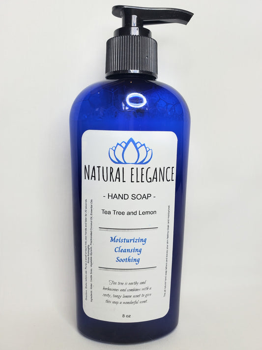 Natural Elegance Products cleansing moisturizing soothing gentle hydrating antibacterial all natural handmade vegan best hand soap tea tree and lemon