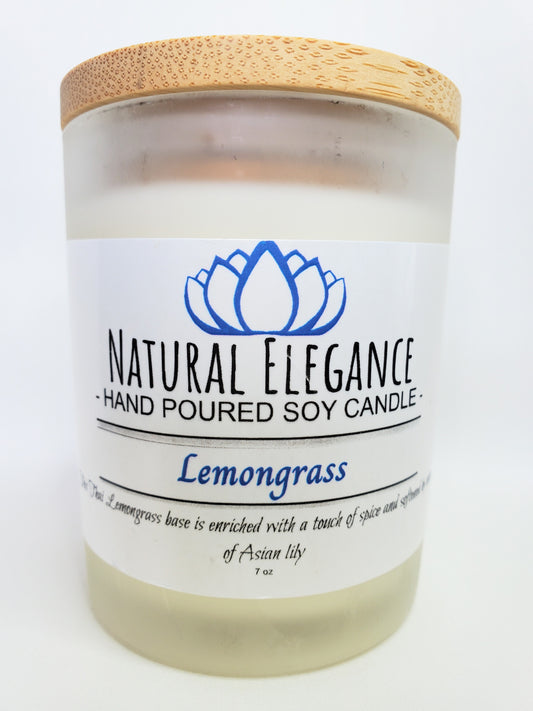 Natural Elegance Products Lemongrass hand poured all natural handmade vegan soy wax scented candle aromatherapy