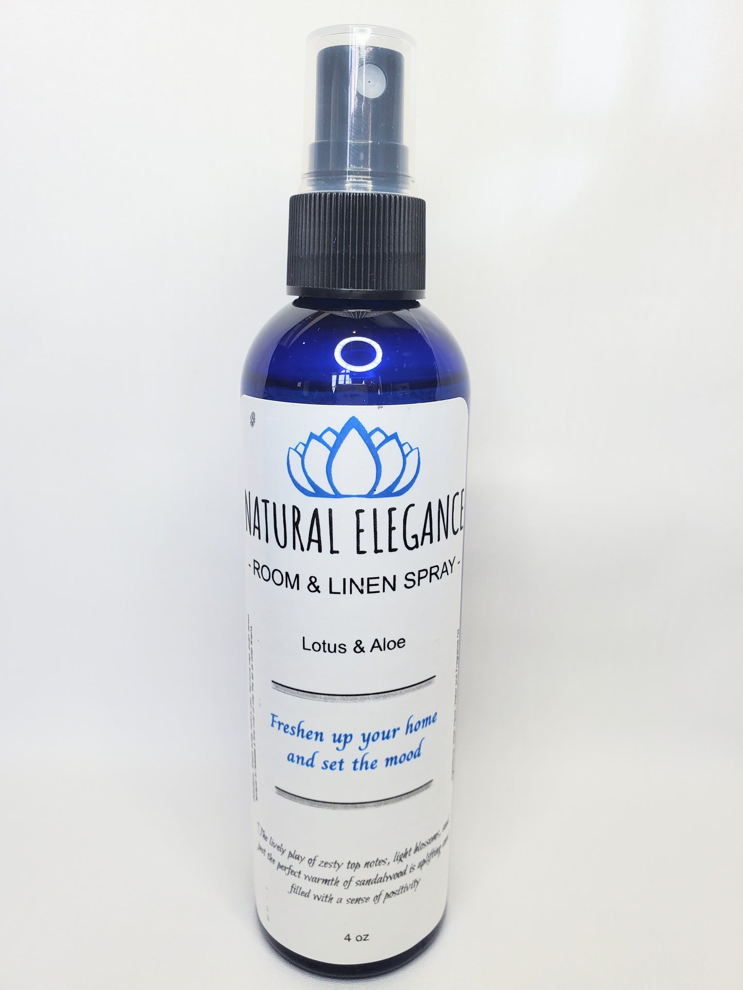 Natural Elegance Products Lotus  & Aloe fresh aromatherapy air freshener refreshing calming long lasting odor elimination all natural handmade vegan best room and linen spray