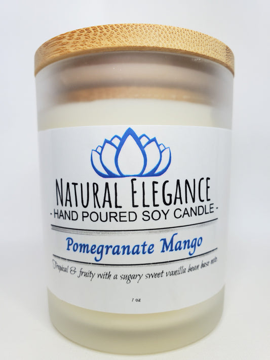 Natural Elegance Products Pomegranate Mango hand poured all natural handmade vegan soy wax scented candle aromatherapy
