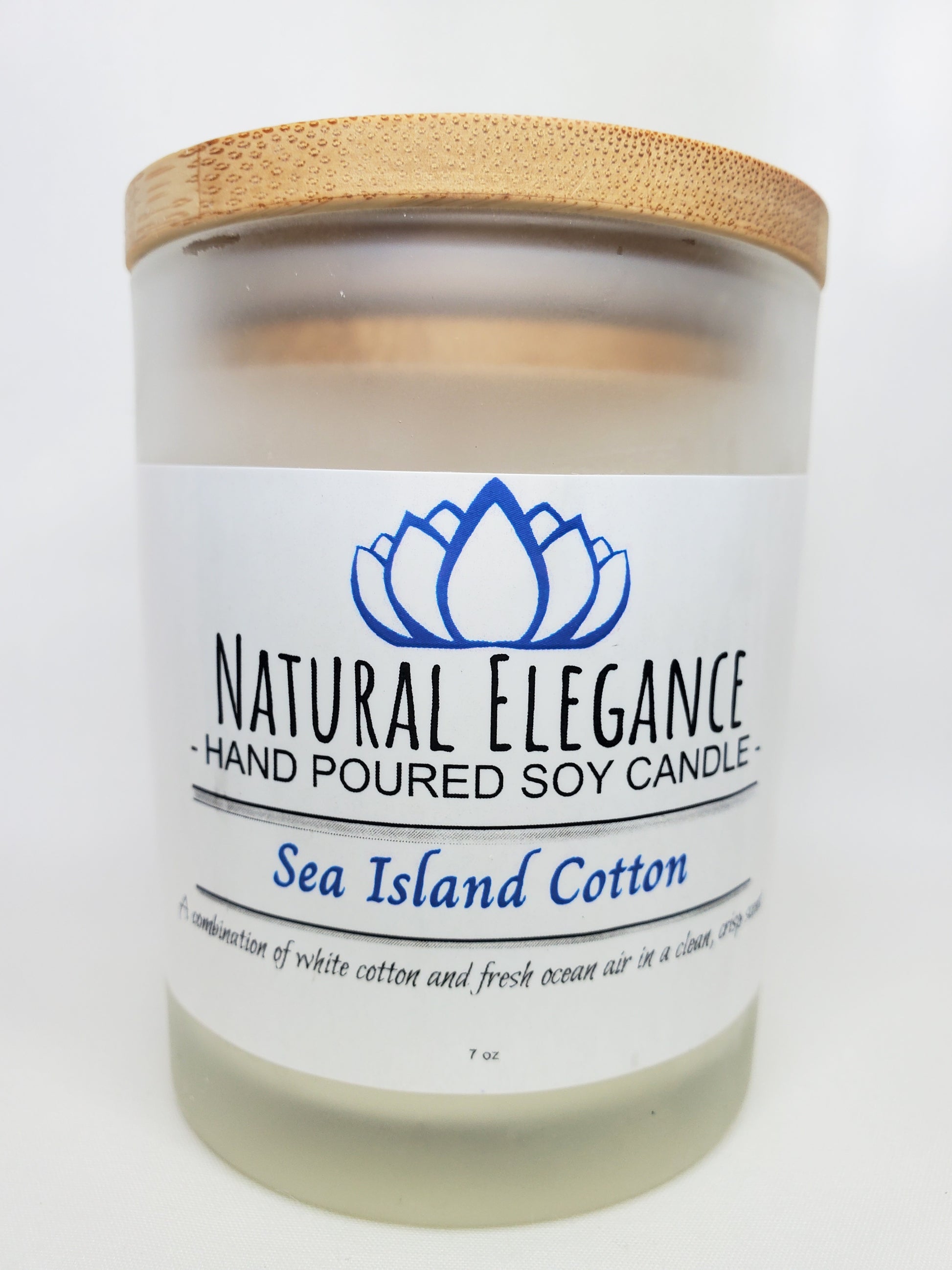 Natural Elegance Products Sea Island Cotton hand poured all natural handmade vegan soy wax scented candle aromatherapy